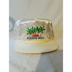 Puerto Rico VTG Shiny Hat Cap White Rope Collectible